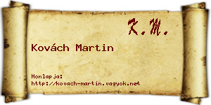 Kovách Martin névjegykártya
