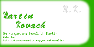 martin kovach business card